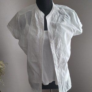 Style & Co. Two-Piece White Cotton Blouse & Matching Tank Top | Size 14